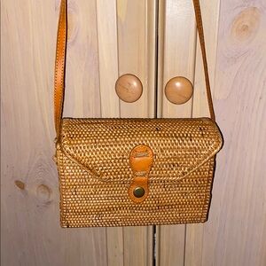 Woven Tan Crossbody Bag
